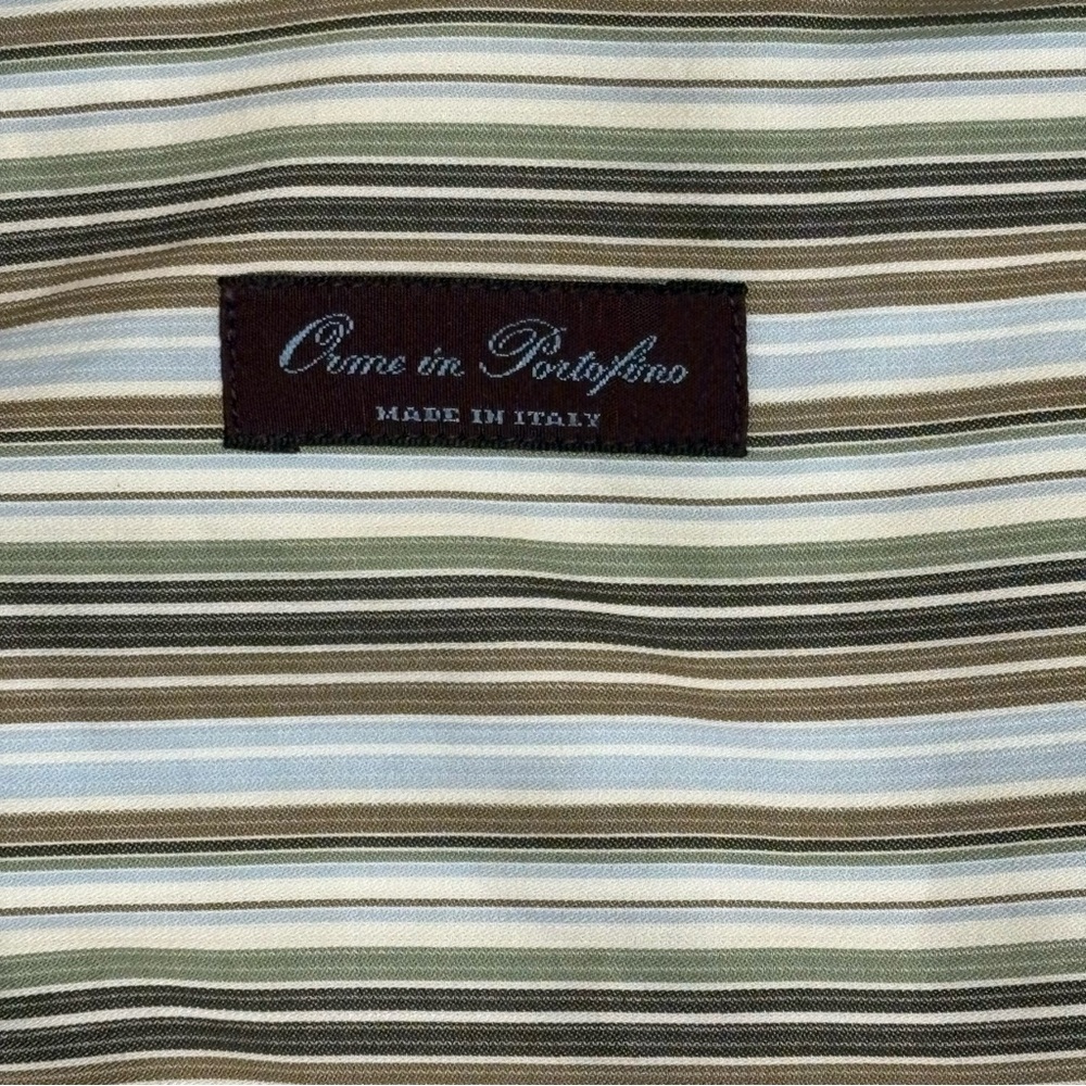 Orme in Portifino Classic Striped Men's Shirt - Brown,Green &,White. Italien L - Picture 2 of 7